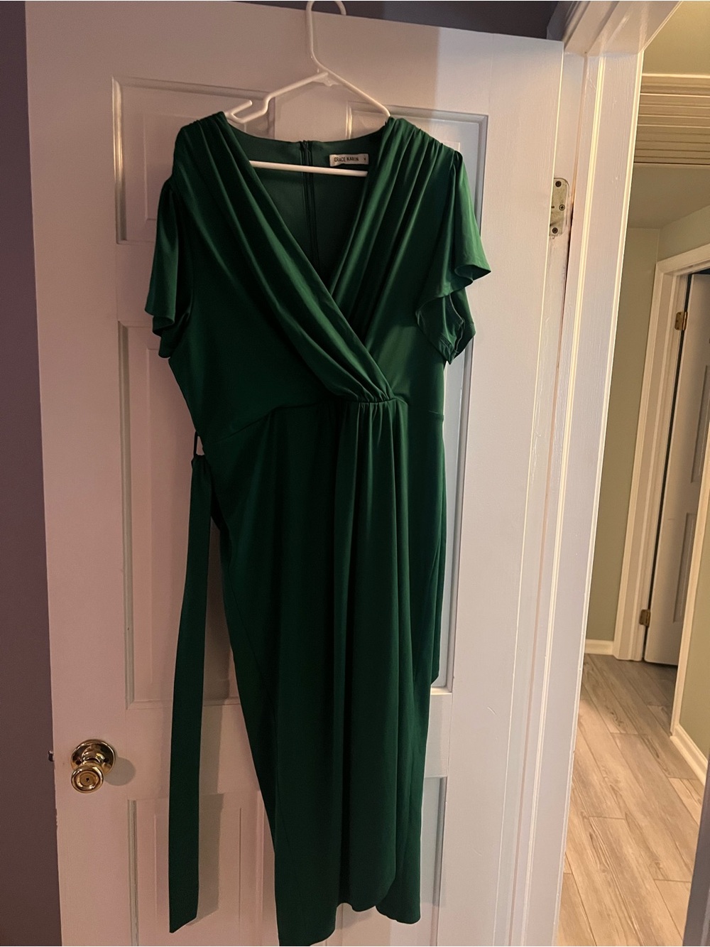 Forest Green Wrap Midi Dress by Grace Karin